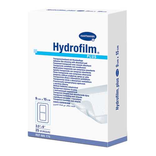 Прозрачная повязка HARTMANN Hydrofilm plus с впитывающей подушечкой 9 см х 15 см 25 шт. в Живика