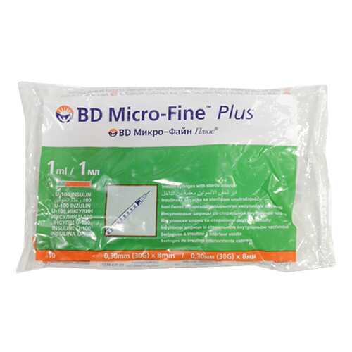Шприц инсулиновый BD Micro-Fine Plus 1 мл 0,3 х 8 мм 10 шт. в Живика