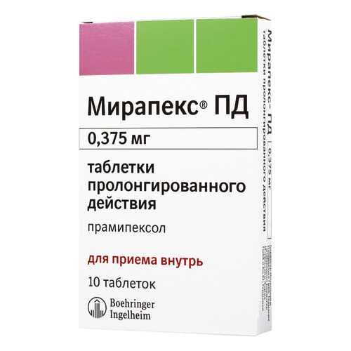 Мирапекс ПД таблетки 0,375 мг 10 шт. в Живика