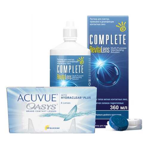Контактные линзы Acuvue Oasys 6 линз R 8.8 +5.50 + Раствор Complete RevitaLens 360 мл в Живика