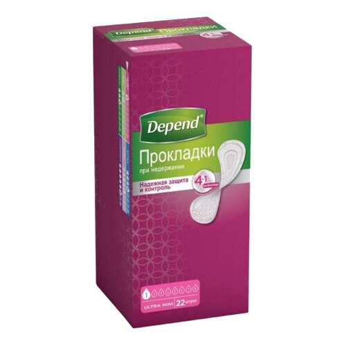 Прокладки Depend при недержании женские Ультра Мини, 22 шт. в Живика
